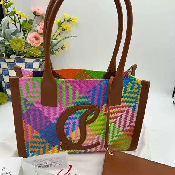 Women’s Christian Louboutin side-by-side tote with removable pouch made in Italy - Picture 1 of 12